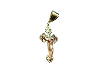 Two Tone Plated Crucifix Cross Pendant